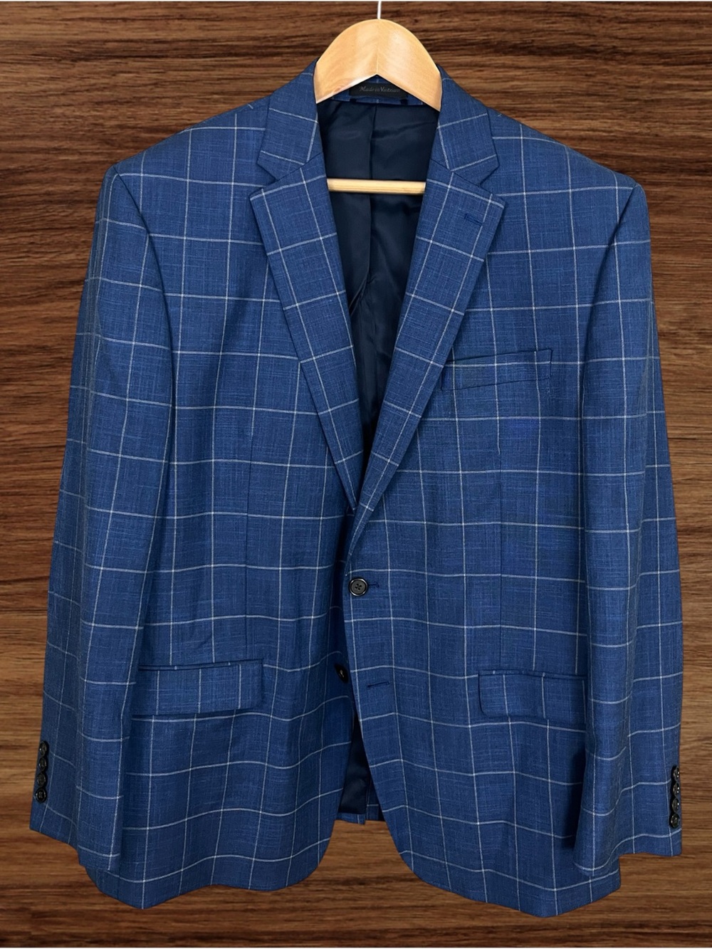 Lauren Ralph Lauren Navy Blue Windowpane Blazer 46R